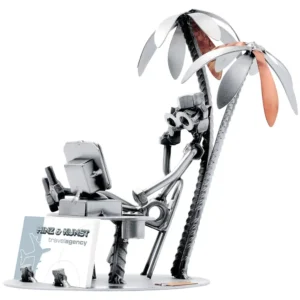 Moerenbeeldje - Reisbureau - Werken tijdens vakantie - Visitekaarjte houder - 20x21x12 cm