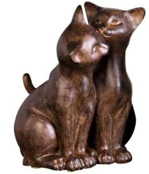 Beeld - Kattenpaar - Zittend - Brons - Polyresin