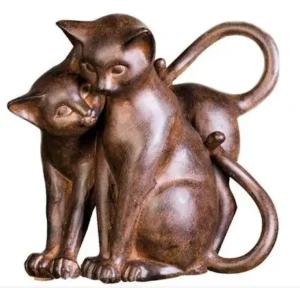 Beeld - Kattenpaar - Staand en zittend - Brons - Polyresin