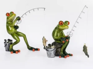 Beeldje Kikkers Vissers set van 2