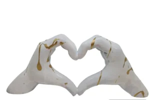 Wit goud Love hands pop art beeld 8x29x12 cm
