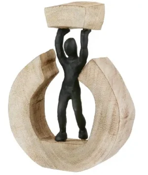 Beeld - Geloof in je kracht en dan is alles mogelijk - Mango hout - Aluminium - Zwart - Hoogte 22 cm