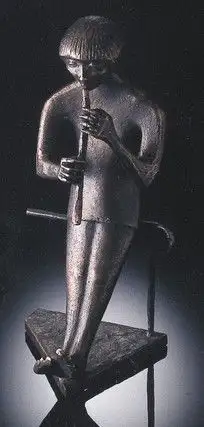 Fluitspeler bronzen muziek beeldje