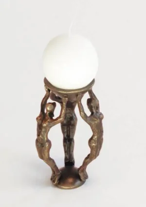 Bronzen beeld Samenspel Kandelaar