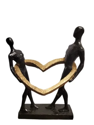 Beeld - Sculptuur - Verbonden liefde - Zwart/Goud - Polyresin - 31 cm hoog