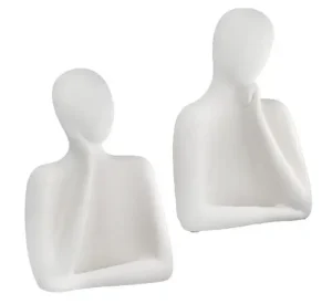 Beeld - Sculptuur - Er over nadenken - Set van twee - Wit - Keramiek - 21 cm
