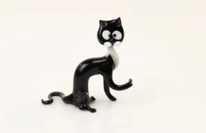 Beeldjes glas zwarte kat