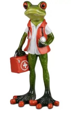 Beeldje Kikker - Eerste hulp - medewerker ambulance - EHBO - 16 cm - Man