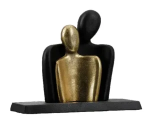 Beeld - Koppel Verliefd - Zwart / Goud - Aluminium - 19 cm