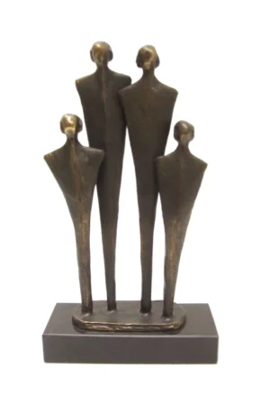 Bronzen beeldje familie abstract 4 personen