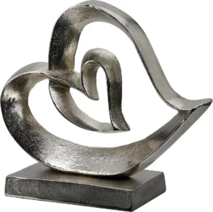Beeld - Sculptuur - Harten in elkaar - Aluminium - Zilver - 10x29x24 cm